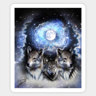 Cosmic Space Wolf Wolves Star Moon Sticker